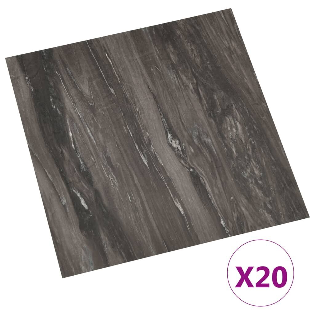 vidaXL Itsekiinnittyvät lattialankut 20 kpl PVC 1,86 m² tummanharmaa hinta ja tiedot | Lattialaatat | hobbyhall.fi