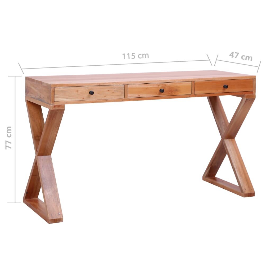 vidaXL Tietokonepöytä luonnollinen 115x47x77 cm täysi mahonki hinta ja tiedot | Tietokonepöydät ja työpöydät | hobbyhall.fi