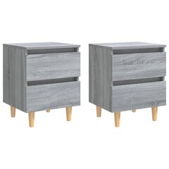 vidaXL Yöpöydät täyspuujaloilla 2 kpl harmaa Sonoma 40x35x50 cm hinta ja tiedot | Yöpöydät | hobbyhall.fi