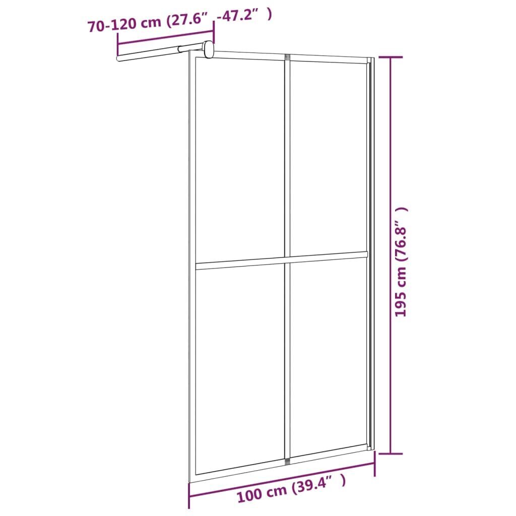 vidaXL Walk-in suihkuseinäke 100x195 cm tumma karkaistu lasi hinta ja tiedot | Suihkuseinät ja -ovet | hobbyhall.fi