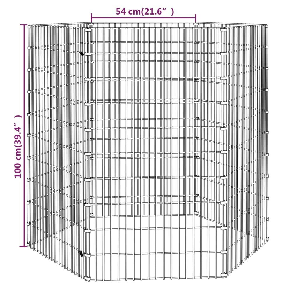 vidaXL 6-paneelinen kanihäkki 54x100 cm galvanoitu rauta hinta ja tiedot | Pieneläinten häkit ja tarvikkeet | hobbyhall.fi