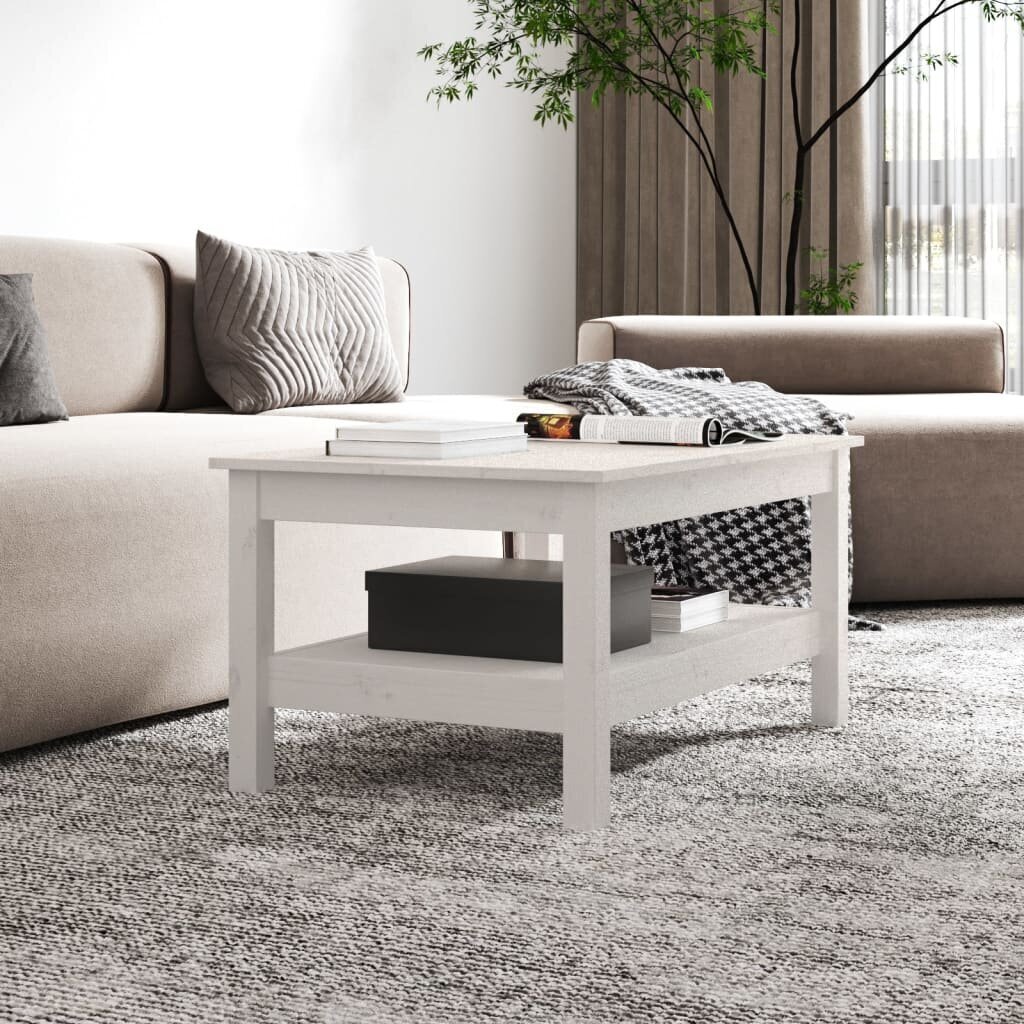 vidaXL Sohvapöytä valkoinen 80x50x40 cm täysi mänty hinta ja tiedot | Sohvapöydät | hobbyhall.fi