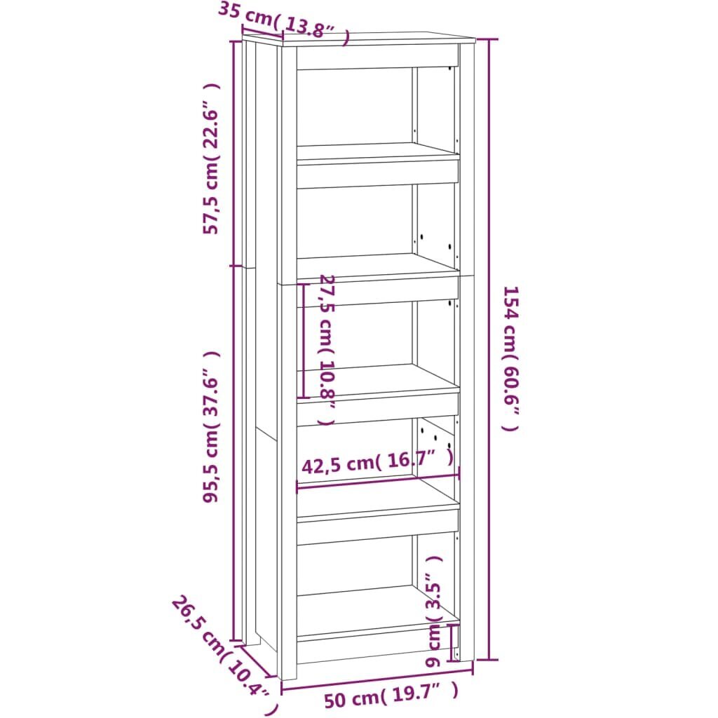 vidaXL Kirjahylly 50x35x154 cm täysi mänty hinta ja tiedot | Kaapit | hobbyhall.fi