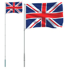 vidaXL Iso-Britannian lippu ja lipputanko 5,55 m alumiini hinta ja tiedot | Liput | hobbyhall.fi