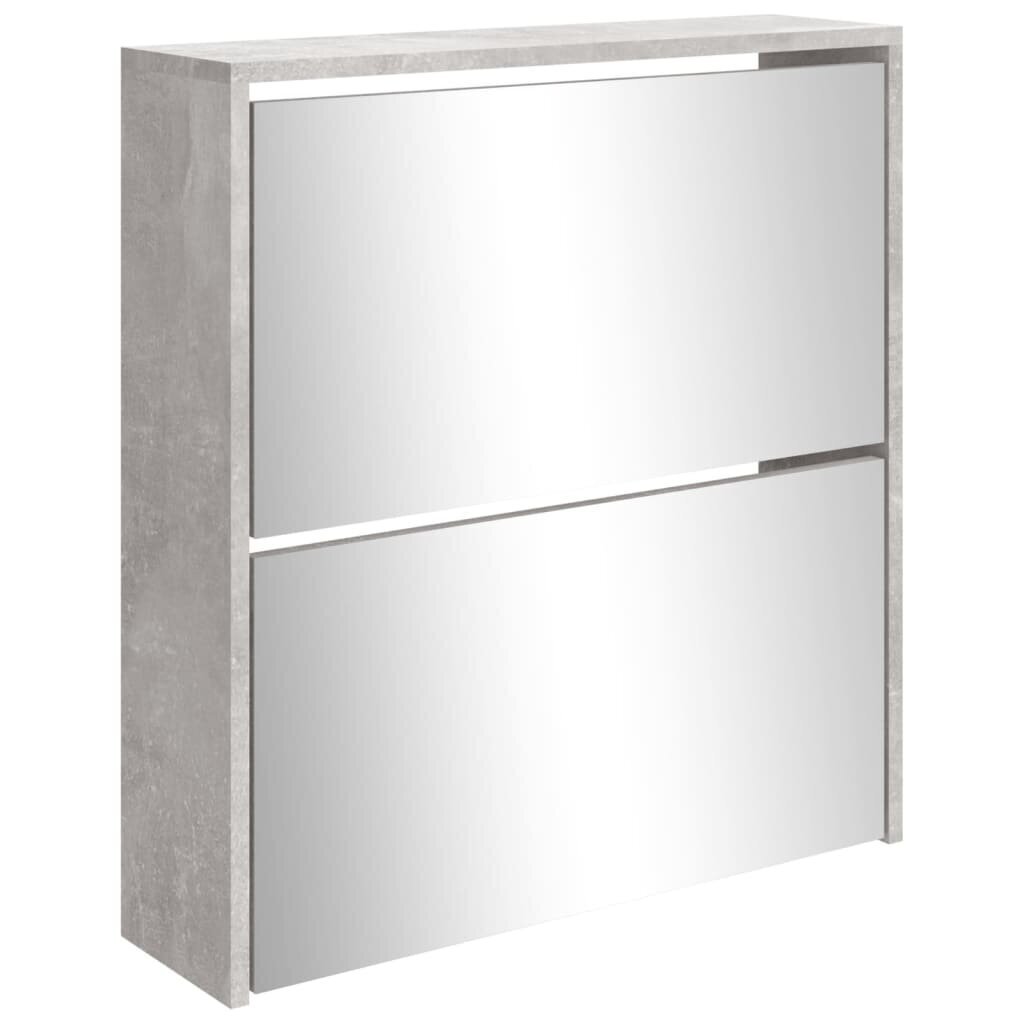 vidaXL Kenkäkaappi peilillä 2-kerroksinen betoninharmaa 63x17x67 cm hinta ja tiedot | Kenkäkaapit ja -hyllyt | hobbyhall.fi