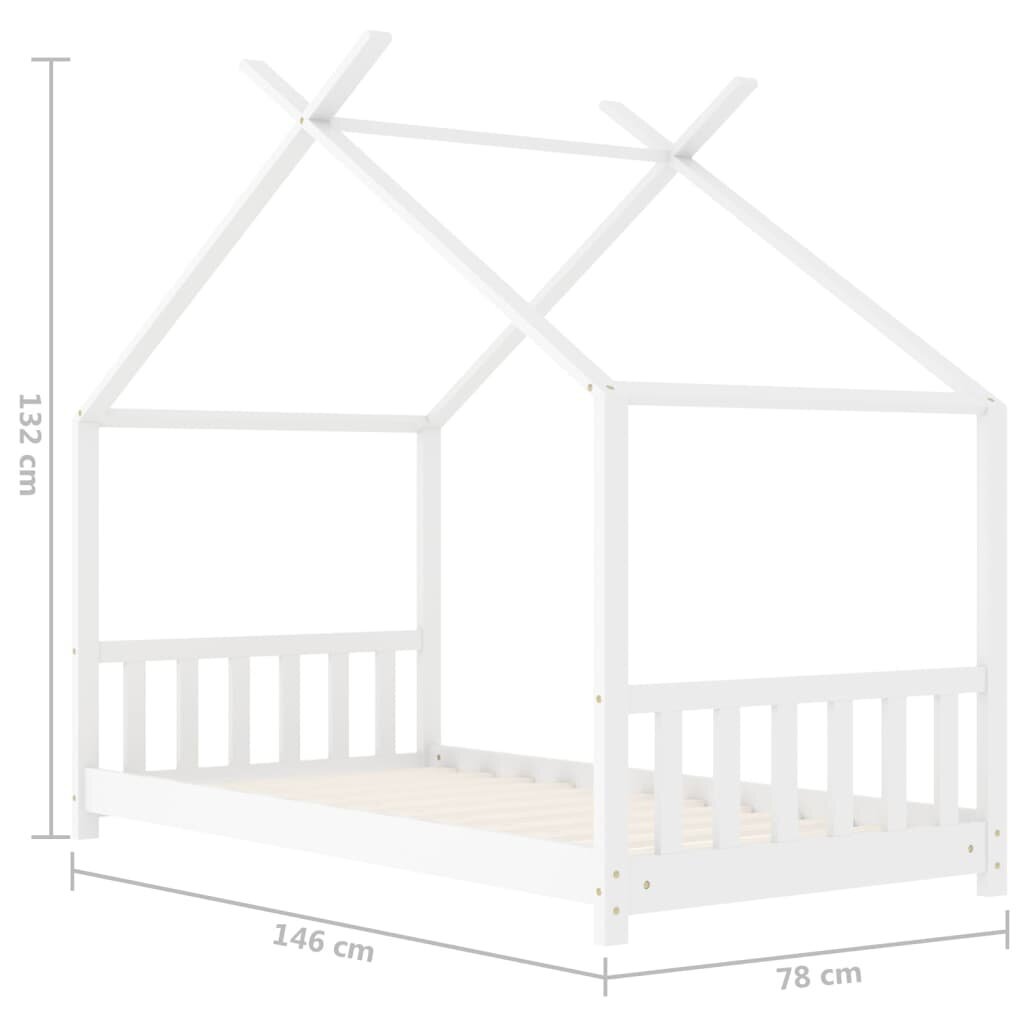 vidaXL Lasten sängynrunko valkoinen täysi mänty 70x140 cm hinta ja tiedot | Lastensängyt | hobbyhall.fi