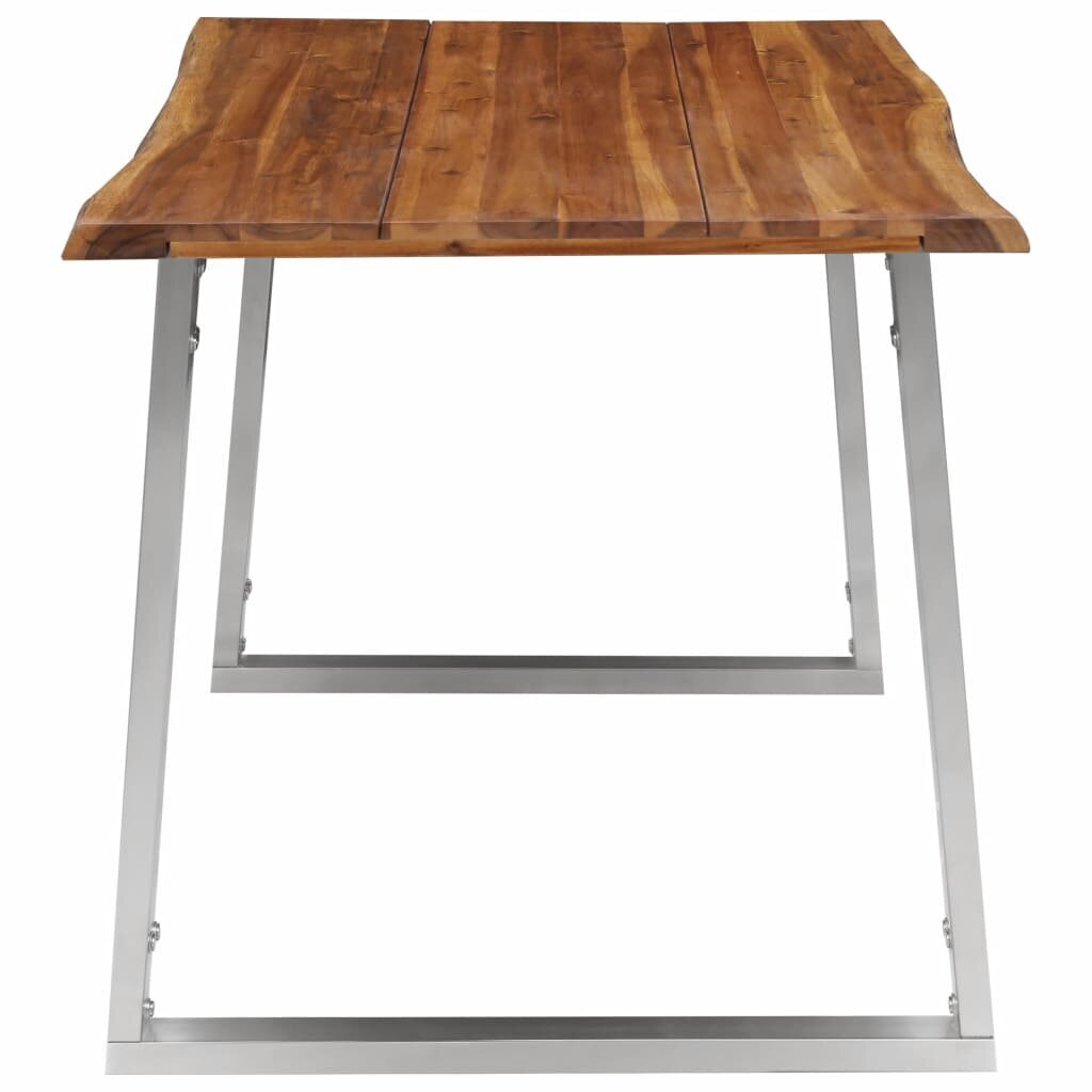 vidaXL Ruokapöytä 140x80x75 cm täysi akaasiapuu ja ruostumaton teräs hinta ja tiedot | Ruokapöydät | hobbyhall.fi
