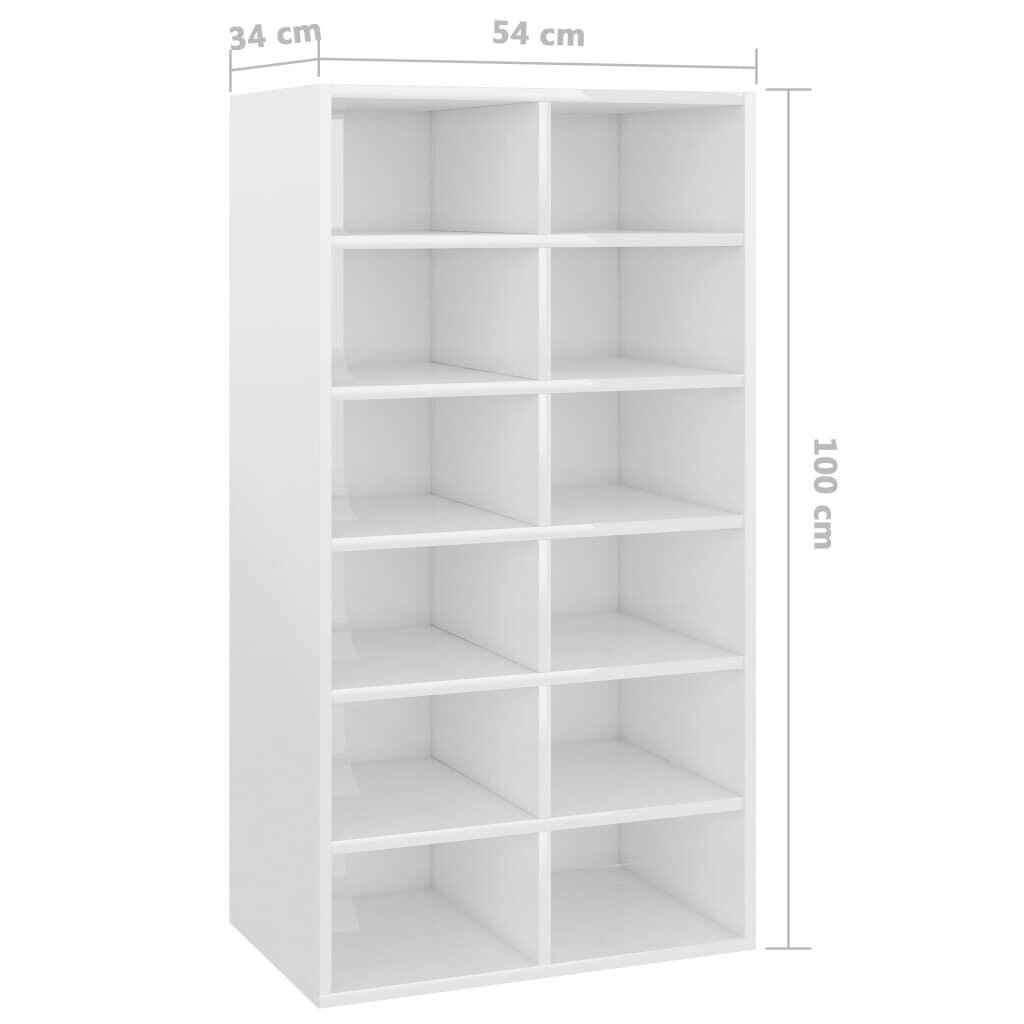 vidaXL Kenkäteline korkeakiilto valkoinen 54x34x100,5 cm tekninen puu hinta ja tiedot | Kenkäkaapit ja -hyllyt | hobbyhall.fi