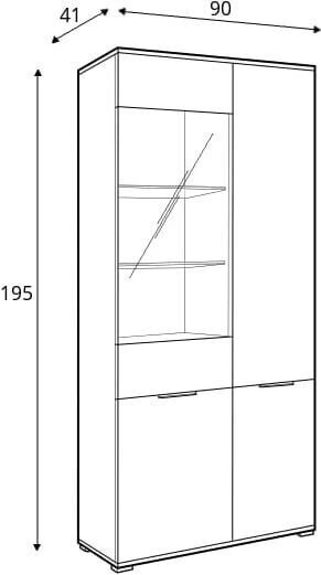 Vitriini BRW Zele REG1W3D, ruskea. hinta ja tiedot | Vitriinit | hobbyhall.fi