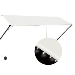 vidaXL Sisäänkelattava markiisi LEDillä 300x150 cm kerma hinta ja tiedot | Aurinkovarjot ja markiisit | hobbyhall.fi
