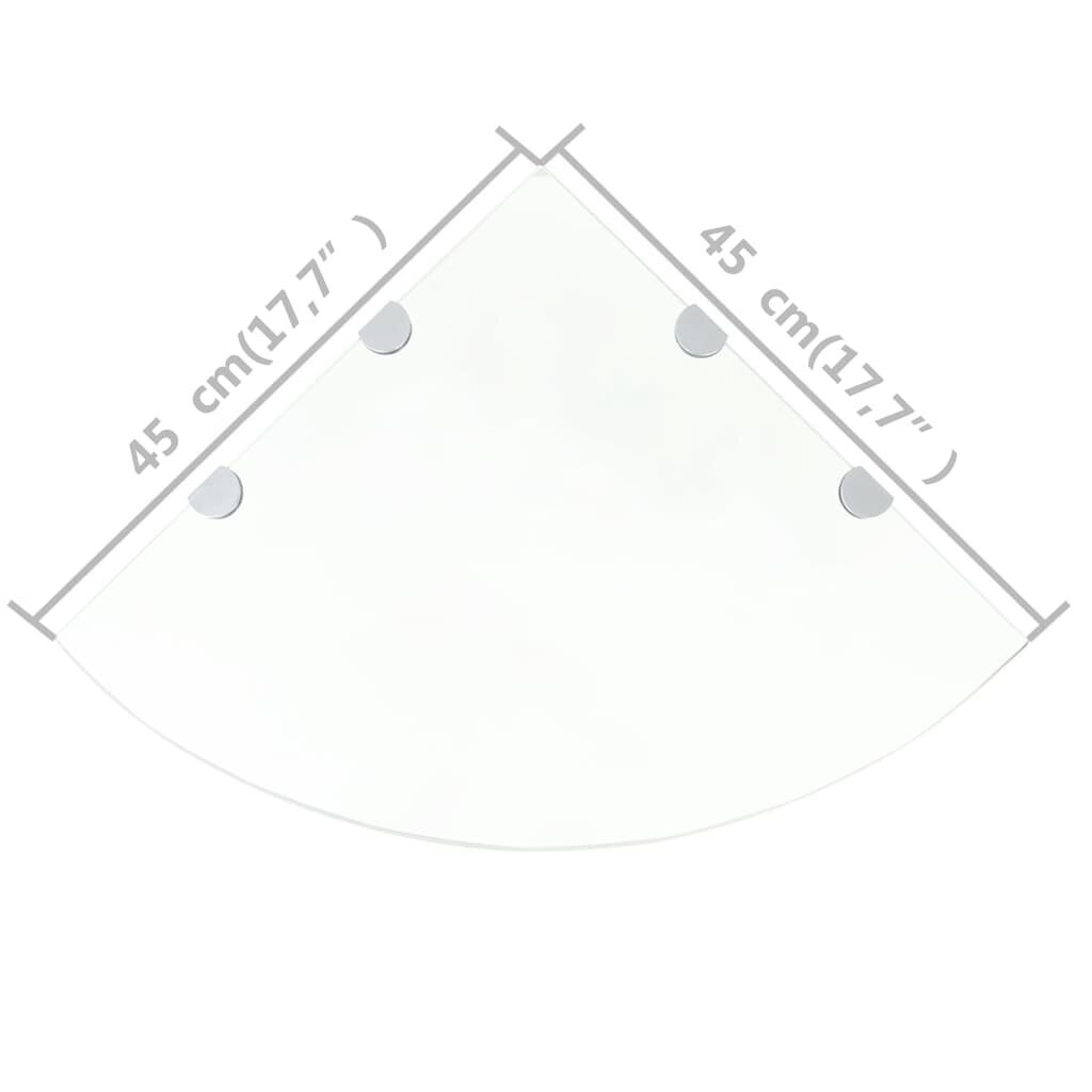 vidaXL Kulmahyllyt 2 kpl kromisilla kiinnikkeillä kirkas lasi 45x45 cm hinta ja tiedot | Hyllyt | hobbyhall.fi