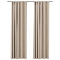 vidaXL Pellavamaiset pimennysverhot koukuilla 2 kpl beige 140x225 cm hinta ja tiedot | Verhot | hobbyhall.fi