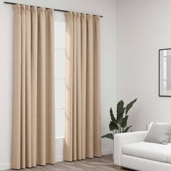 vidaXL Pellavamaiset pimennysverhot koukuilla 2 kpl beige 140x225 cm hinta ja tiedot | Verhot | hobbyhall.fi