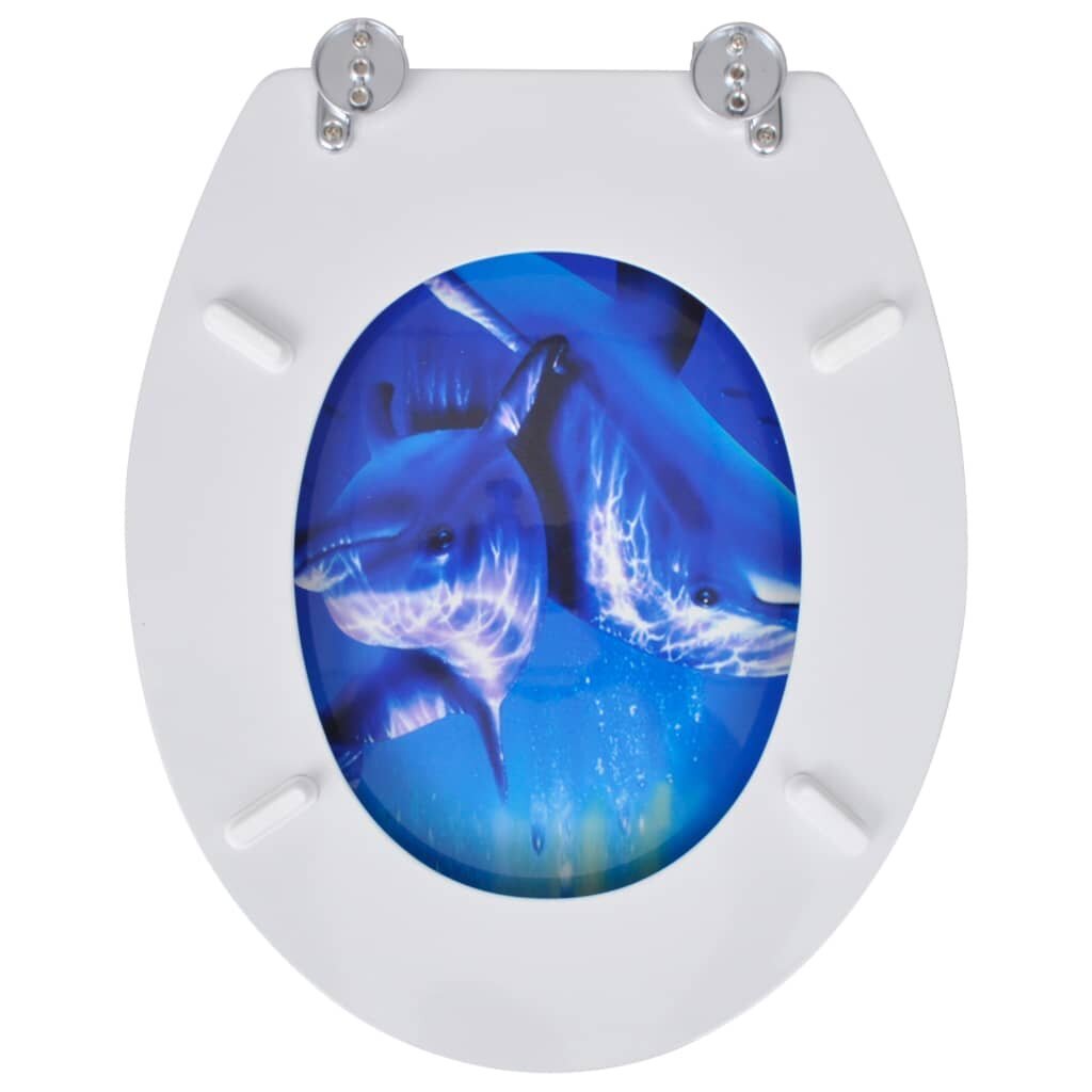 vidaXL WC-istuimet hard-close kansilla 2 kpl MDF delfiini hinta ja tiedot | WC-istuimen lisätarvikkeet | hobbyhall.fi