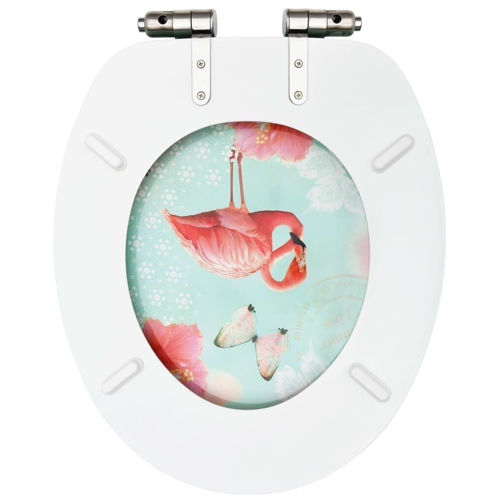 vidaXL WC-istuimet soft close -kansilla 2 kpl MDF flamingokuosi hinta ja tiedot | WC-istuimen lisätarvikkeet | hobbyhall.fi