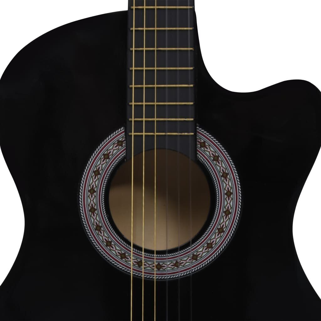 vidaXL 12-osainen Perinteinen akustinen kitarasetti 6-kieltä musta 38" hinta ja tiedot | Kitarat | hobbyhall.fi