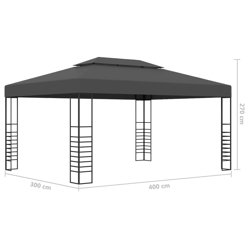 vidaXL Huvimaja 3x4 m antrasiitti hinta ja tiedot | Puutarhapaviljongit | hobbyhall.fi