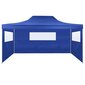 vidaXL kokoontaitettava teltta 3:lla seinällä 3x4,5 m sininen hinta ja tiedot | Puutarhapaviljongit | hobbyhall.fi