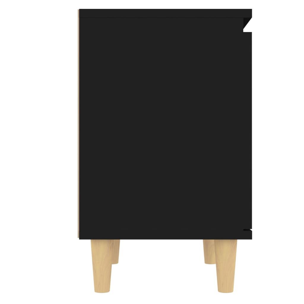 vidaXL Yöpöytä täyspuujaloilla musta 40x30x50 cm hinta ja tiedot | Yöpöydät | hobbyhall.fi
