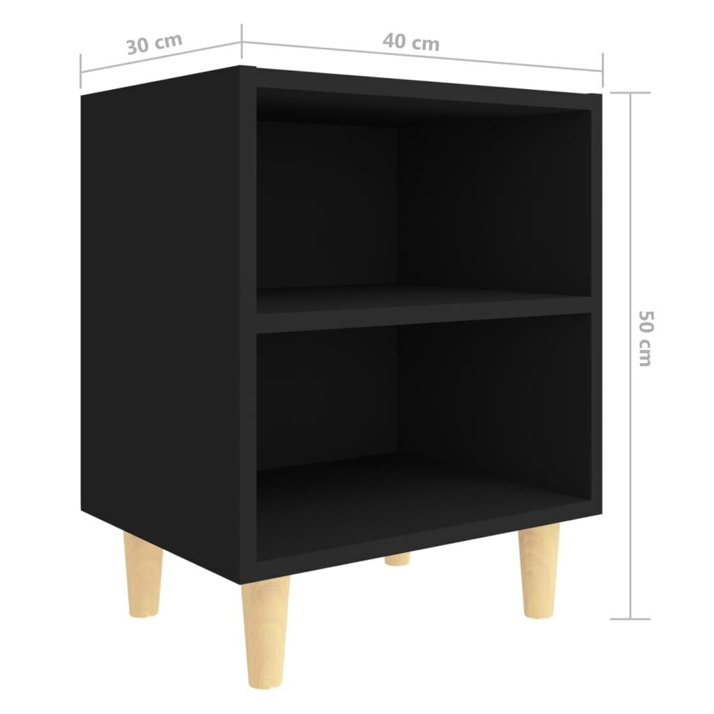 vidaXL Yöpöytä täyspuujaloilla musta 40x30x50 cm hinta ja tiedot | Yöpöydät | hobbyhall.fi