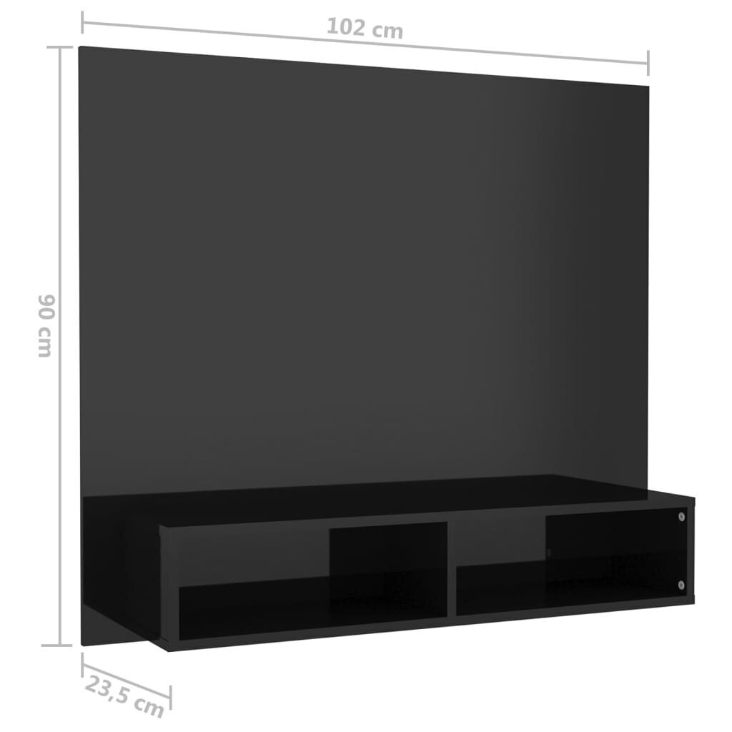 vidaXL TV-taso seinälle korkeakiilto musta 102x23,5x90cm lastulevy hinta ja tiedot | TV-tasot | hobbyhall.fi