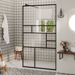 vidaXL Walk-in suihkun seinäke kirkas ESG-lasi 90x195 cm musta hinta ja tiedot | Suihkuseinät ja -ovet | hobbyhall.fi