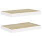 vidaXL Kelluvat seinähyllyt 2 kpl tammi ja valkoinen 50x23x3,8 cm MDF hinta ja tiedot | Hyllyt | hobbyhall.fi