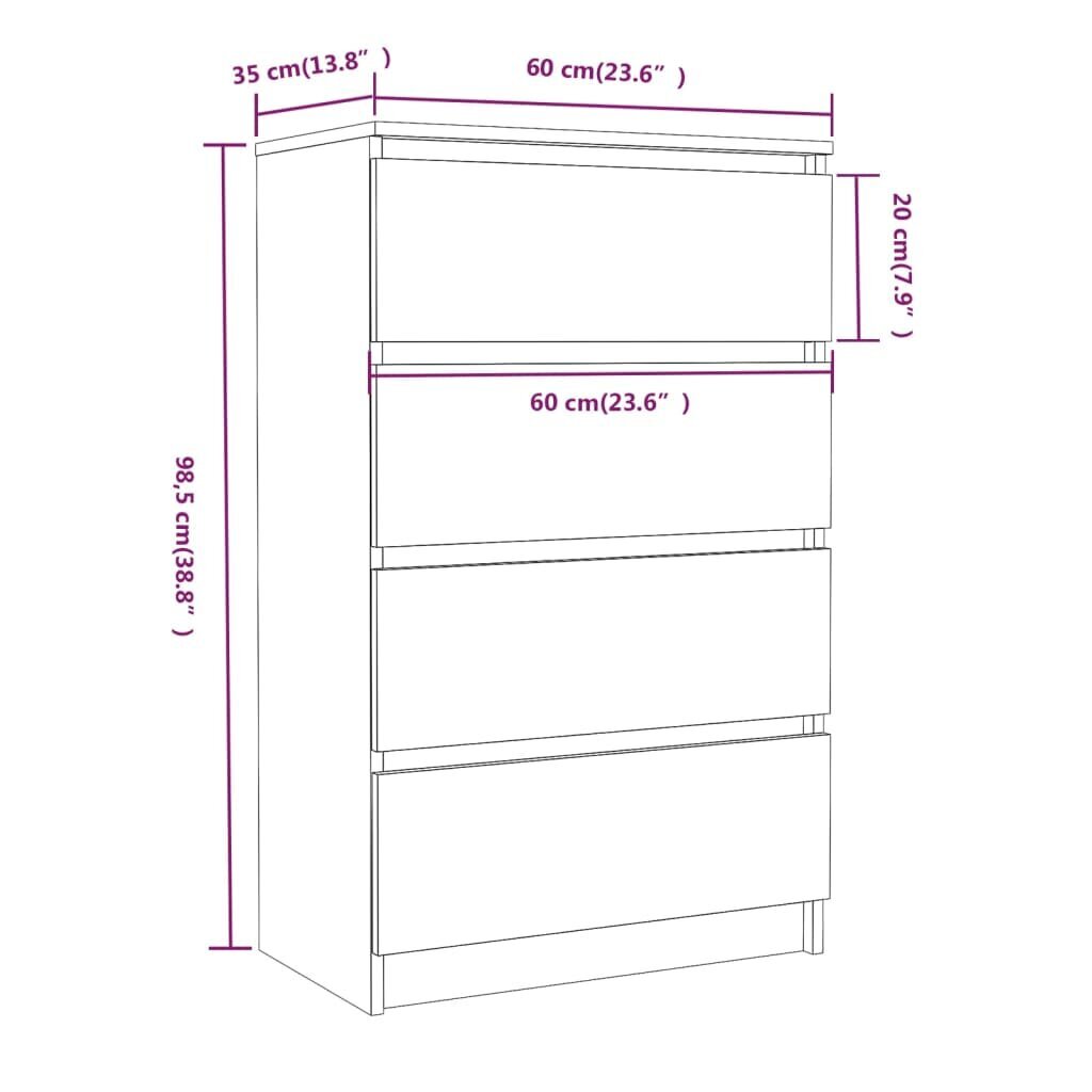 vidaXL Senkki ruskea tammi 60x35x98,5 cm tekninen puu hinta ja tiedot | Olohuoneen kaapit ja lipastot | hobbyhall.fi