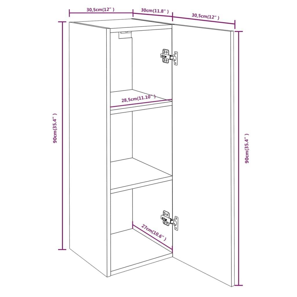 vidaXL TV-taso harmaa Sonoma 30,5x30x90 cm tekninen puu hinta ja tiedot | Olohuoneen kaapit ja lipastot | hobbyhall.fi