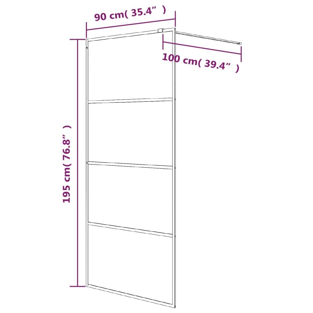 vidaXL Walk-in suihkuseinäke musta 90x195 cm puolihuurrettu ESG-lasi hinta ja tiedot | Suihkuseinät ja -ovet | hobbyhall.fi