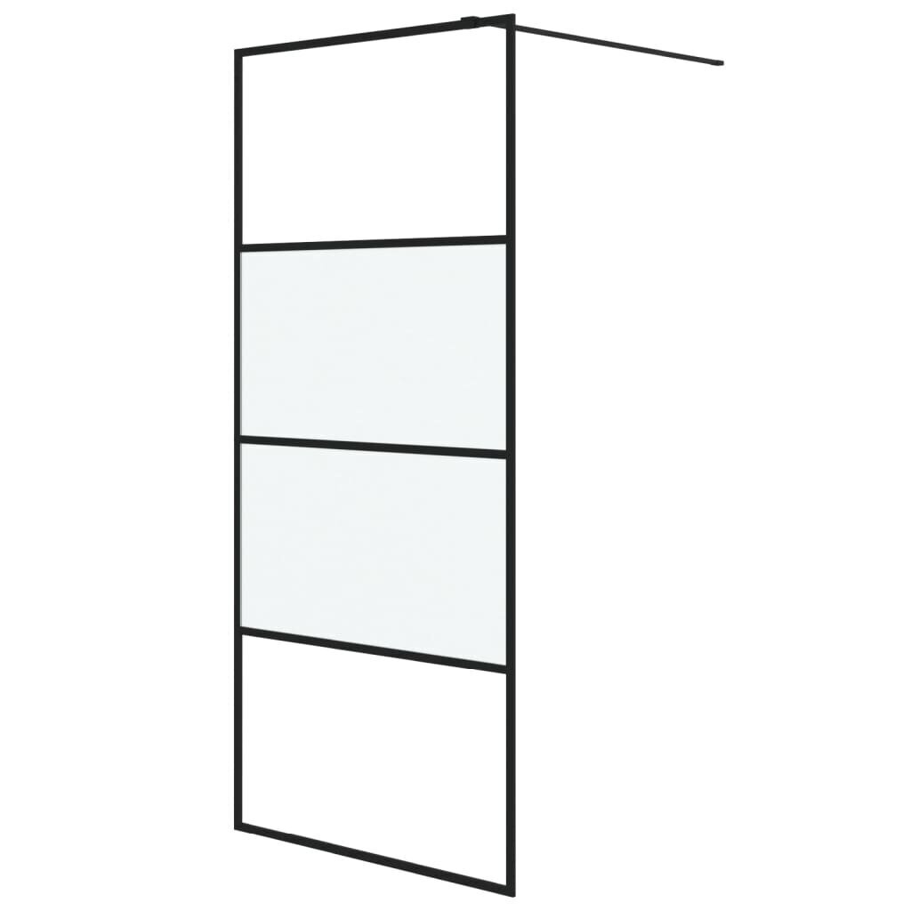 vidaXL Walk-in suihkuseinäke musta 90x195 cm puolihuurrettu ESG-lasi hinta ja tiedot | Suihkuseinät ja -ovet | hobbyhall.fi