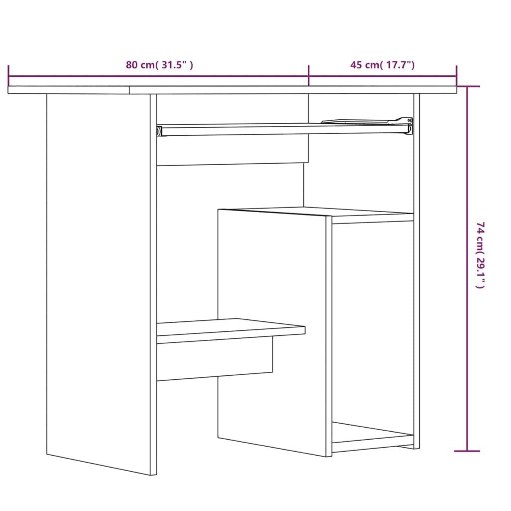 vidaXL Työpöytä savutammi 80x45x74 cm tekninen puu hinta ja tiedot | Tietokonepöydät ja työpöydät | hobbyhall.fi