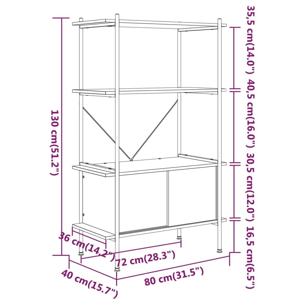 vidaXL 4-tasoinen Hylly kaapilla 80x40x130 cm teräs ja tekninen puu hinta ja tiedot | Kaapit | hobbyhall.fi