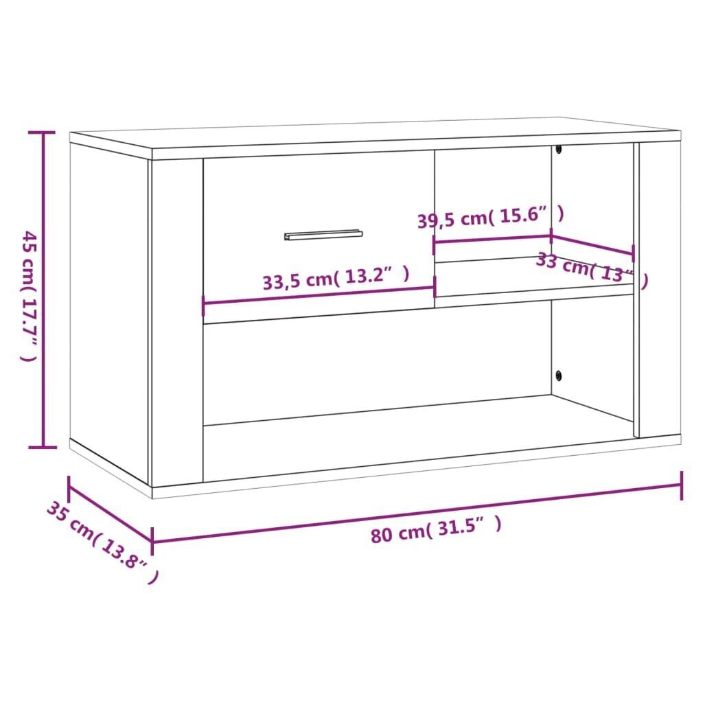 vidaXL Kenkäkaappi musta 80x35x45 cm tekninen puu hinta ja tiedot | Kenkäkaapit ja -hyllyt | hobbyhall.fi