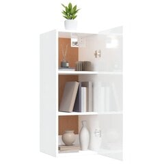 vidaXL Seinäkaappi korkeakiilto valkoinen 34,5x34x90 cm tekninen puu hinta ja tiedot | Olohuoneen kaapit ja lipastot | hobbyhall.fi