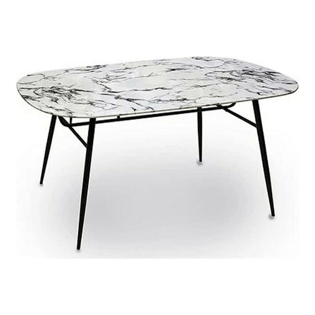 Pöytä Musta Metalli Valkoinen Melamiini (90 x 76,5 x 160 cm) hinta ja tiedot | Puutarhakalusteet | hobbyhall.fi