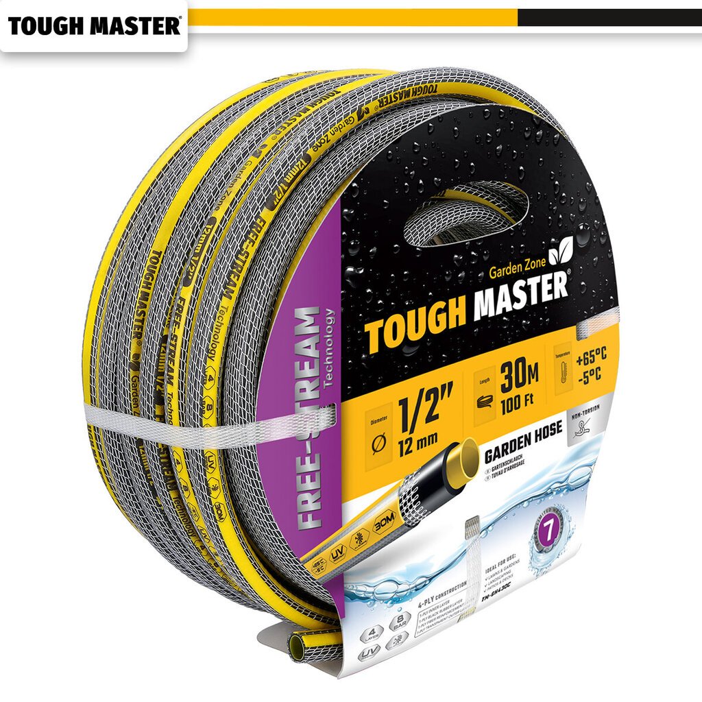 Vahvistettu puutarhaletku 30m (-5°C / +65°C) Tough Master ® TM-GH430C hinta ja tiedot | Puutarhaletkut, kastelukannut ja muut kastelutarvikkeet | hobbyhall.fi