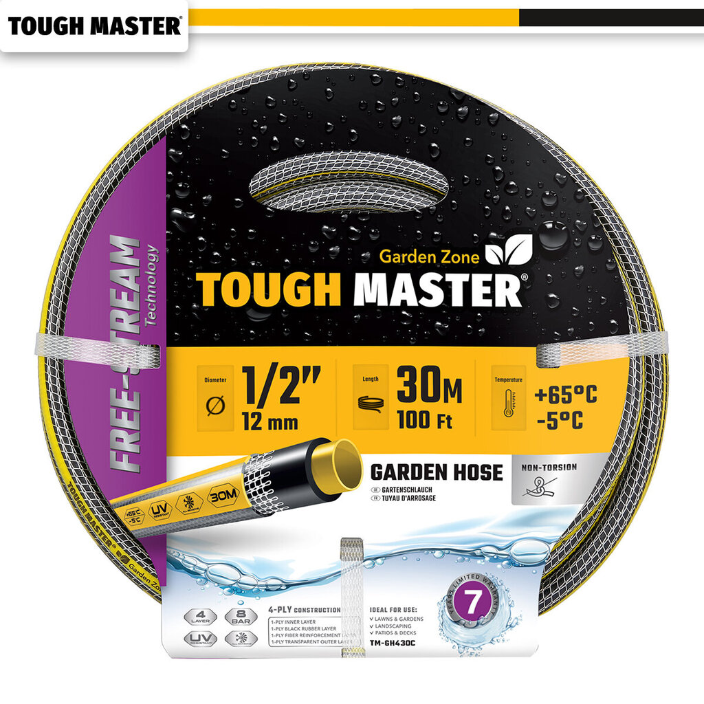 Vahvistettu puutarhaletku 30m (-5°C / +65°C) Tough Master ® TM-GH430C hinta ja tiedot | Puutarhaletkut, kastelukannut ja muut kastelutarvikkeet | hobbyhall.fi