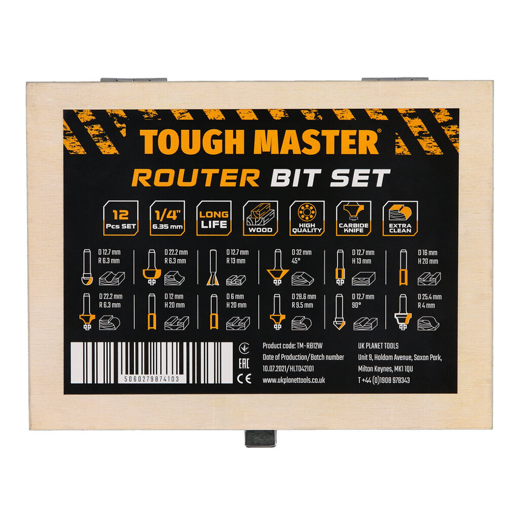 Jyrsin, puulle 12kpl Tough Master® TM-RB12W hinta ja tiedot | Käsityökalut | hobbyhall.fi