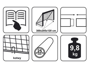 Jalkapallomaali, 300x205x120 cm hinta ja tiedot | Jalkapallomaalit ja verkot | hobbyhall.fi