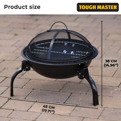 Kannettava hiiligrilli, BBQ 45cm Tough Master® TM-FPR17 hinta ja tiedot | Grillit | hobbyhall.fi