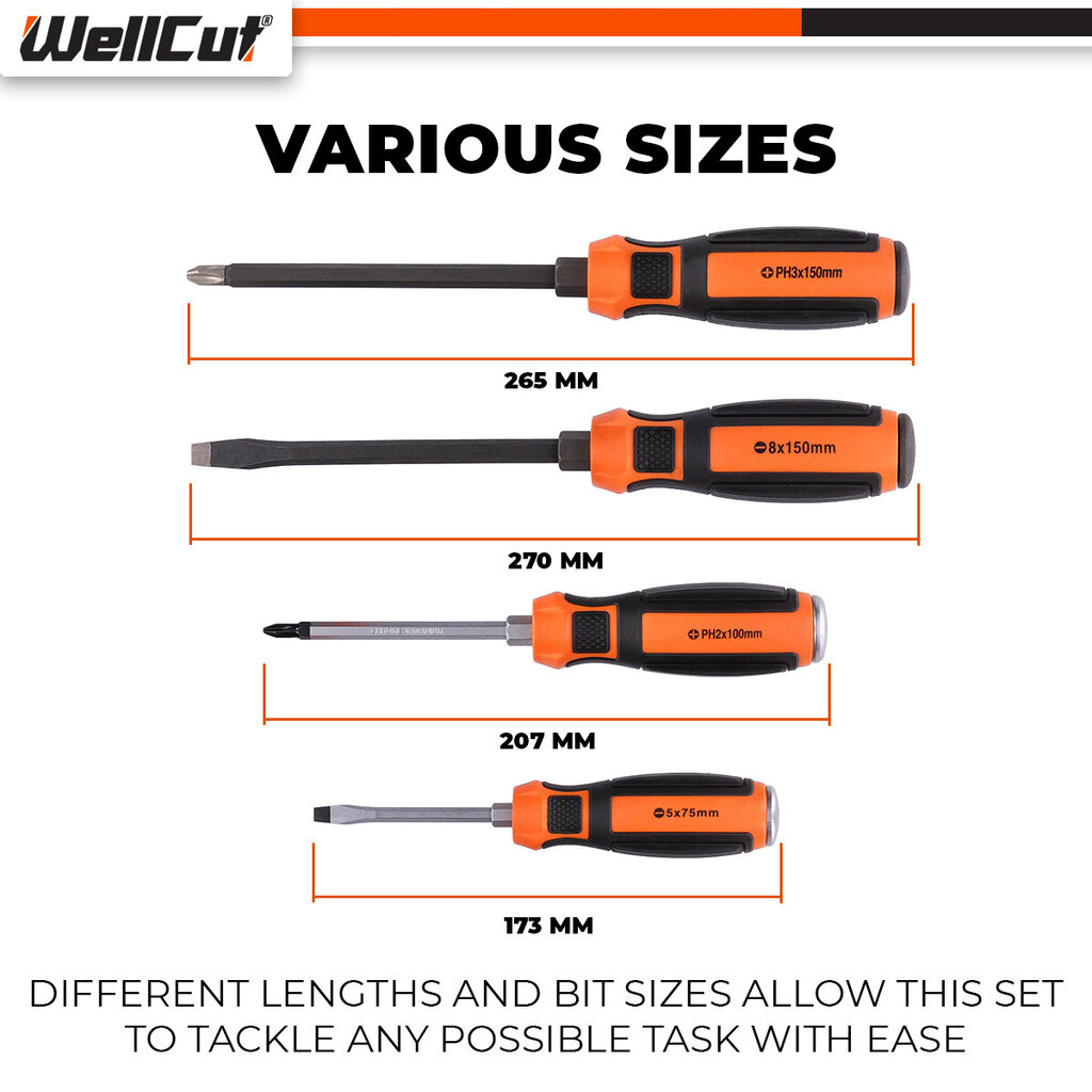 Ruuvimeisselisett 6kpl. WellCut® WC-SDD6U hinta ja tiedot | Käsityökalut | hobbyhall.fi