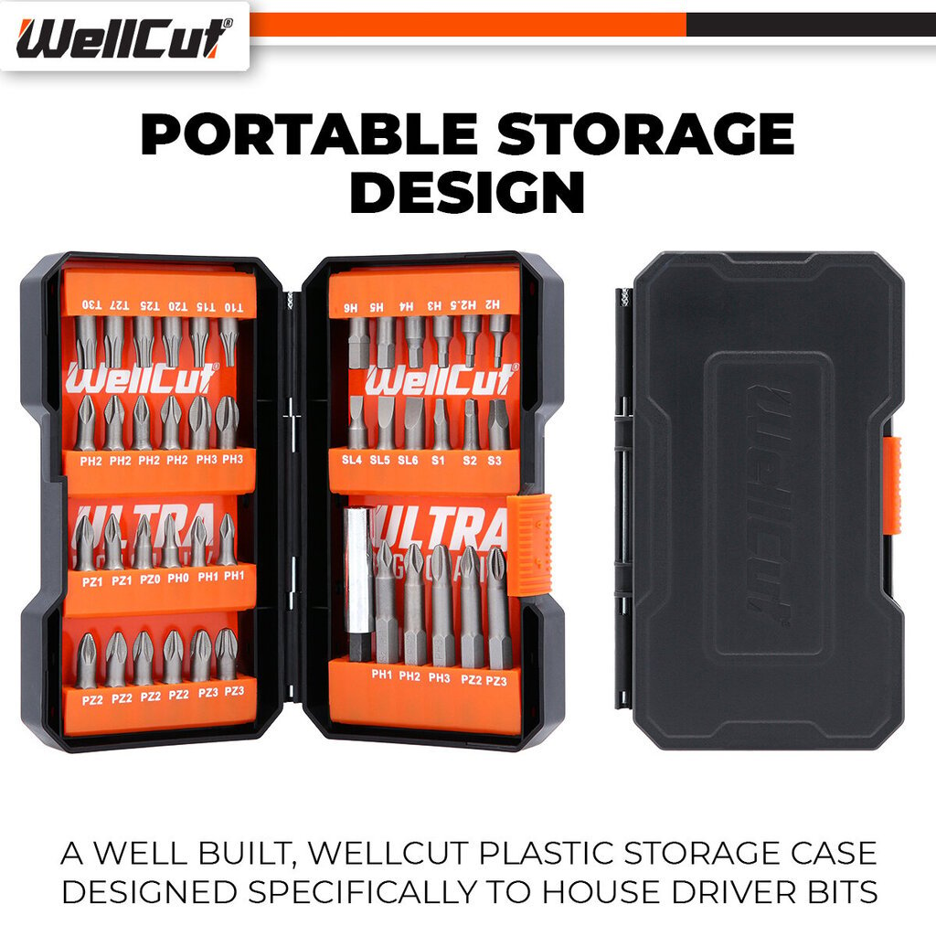 Ruuvimeisselin kärkisarja 42kpl. WellCut® WC-SDB42U hinta ja tiedot | Käsityökalut | hobbyhall.fi