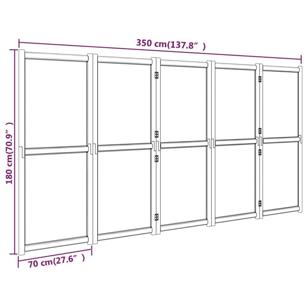 vidaXL 5-paneelinen tilanjakaja kermanvalkoinen 350x180 cm hinta ja tiedot | Sermit ja tilanjakajat | hobbyhall.fi