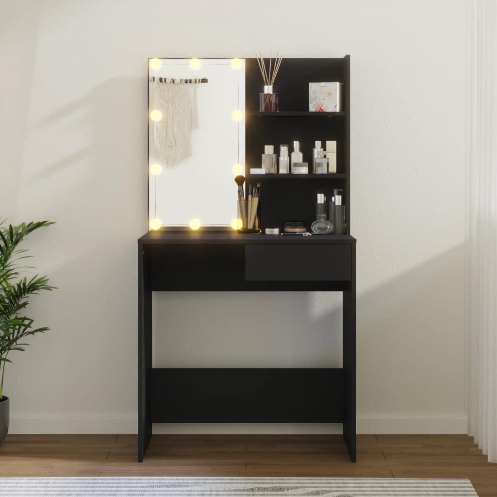 VidaXL Peilipöytä LED-valoilla musta 74,5x40x141 cm hinta ja tiedot | Peilipöydät | hobbyhall.fi