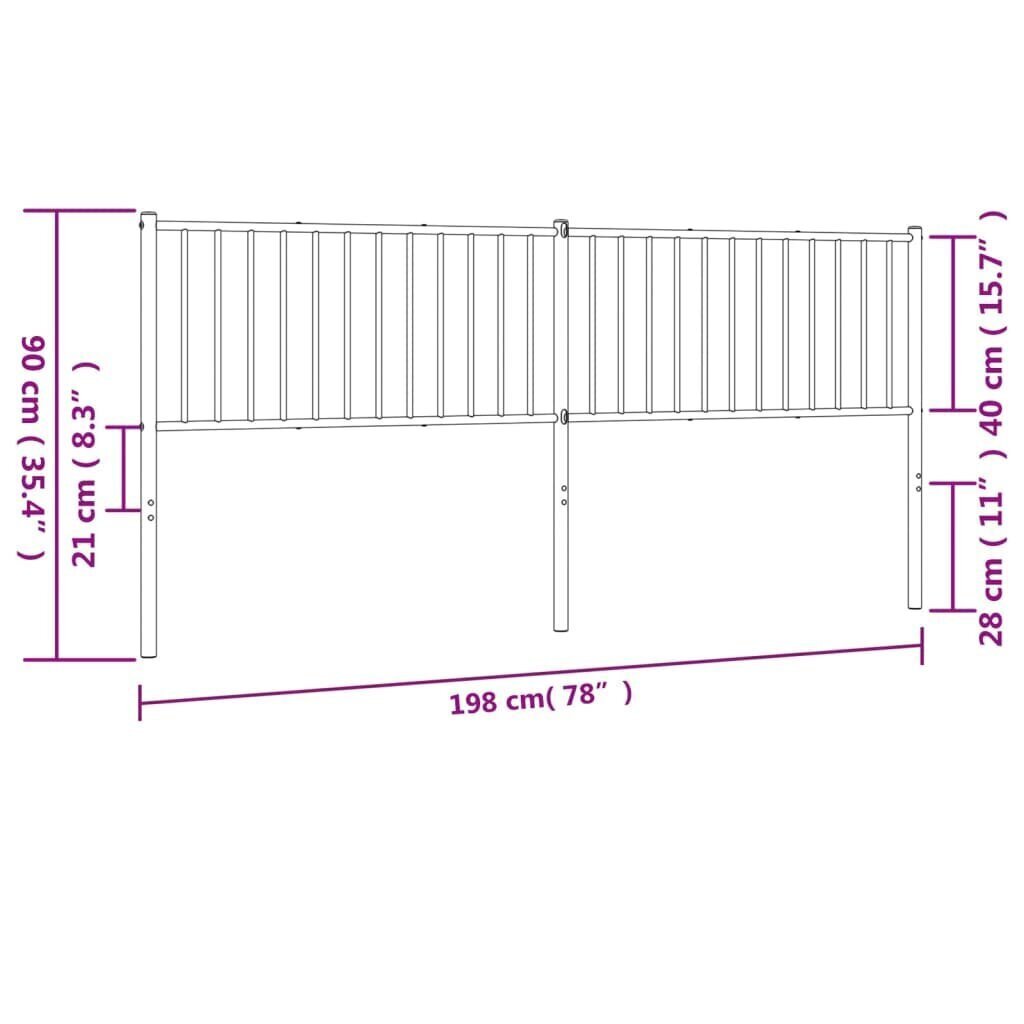 vidaXL Metallinen sängynpääty musta 193 cm hinta ja tiedot | Sängyt | hobbyhall.fi