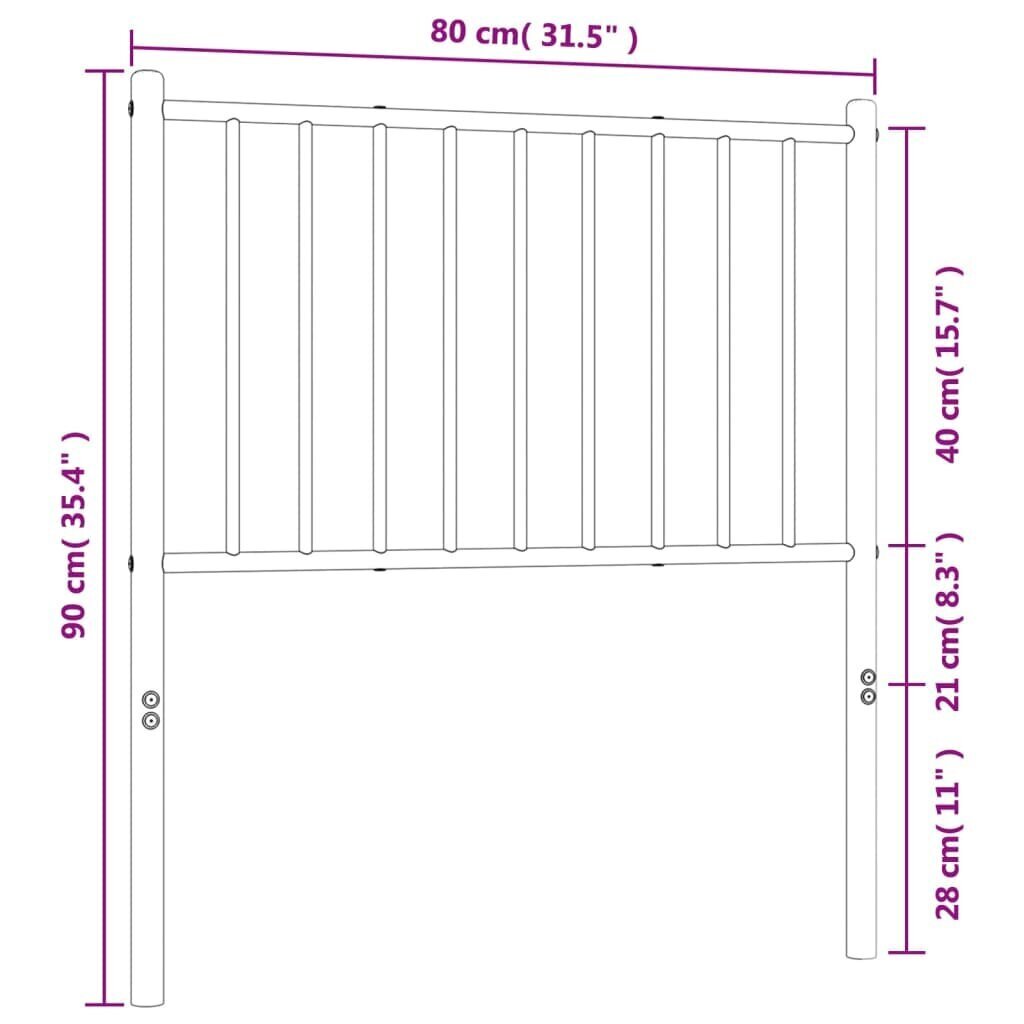 vidaXL Metallinen sängynpääty valkoinen 75 cm hinta ja tiedot | Sängyt | hobbyhall.fi