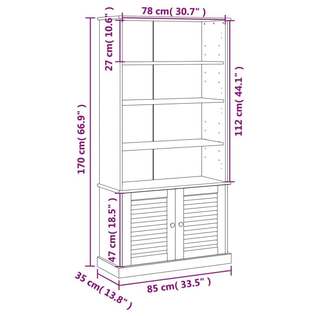 vidaXL Kirjahylly VIGO 85x35x170 cm täysi mänty hinta ja tiedot | Hyllyt | hobbyhall.fi