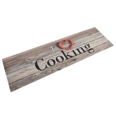 vidaXL Keittiön pestävä lattiamatto Cooking harmaa 45x150 cm sametti hinta ja tiedot | Pöytäliinat, tabletit ja lautasliinat | hobbyhall.fi