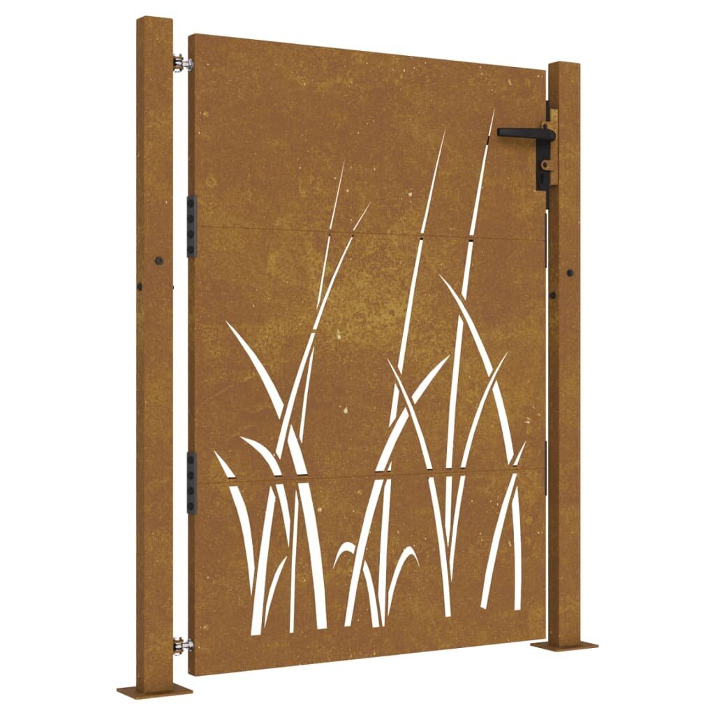 vidaXL Puutarhaportti 105x155 cm corten teräs ruohokuvio hinta ja tiedot | Aidat ja tarvikkeet | hobbyhall.fi